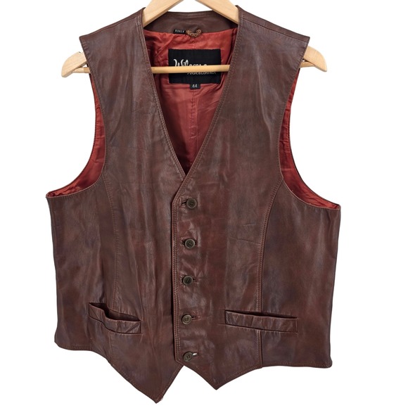 Wilsons Suede Leather Vest Mens 44 Brown Button Front Pockets Sleeveless - Picture 1 of 8